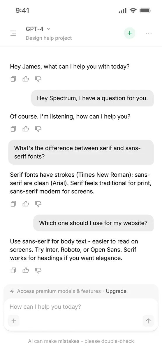 AI Template - Chat mobile preview